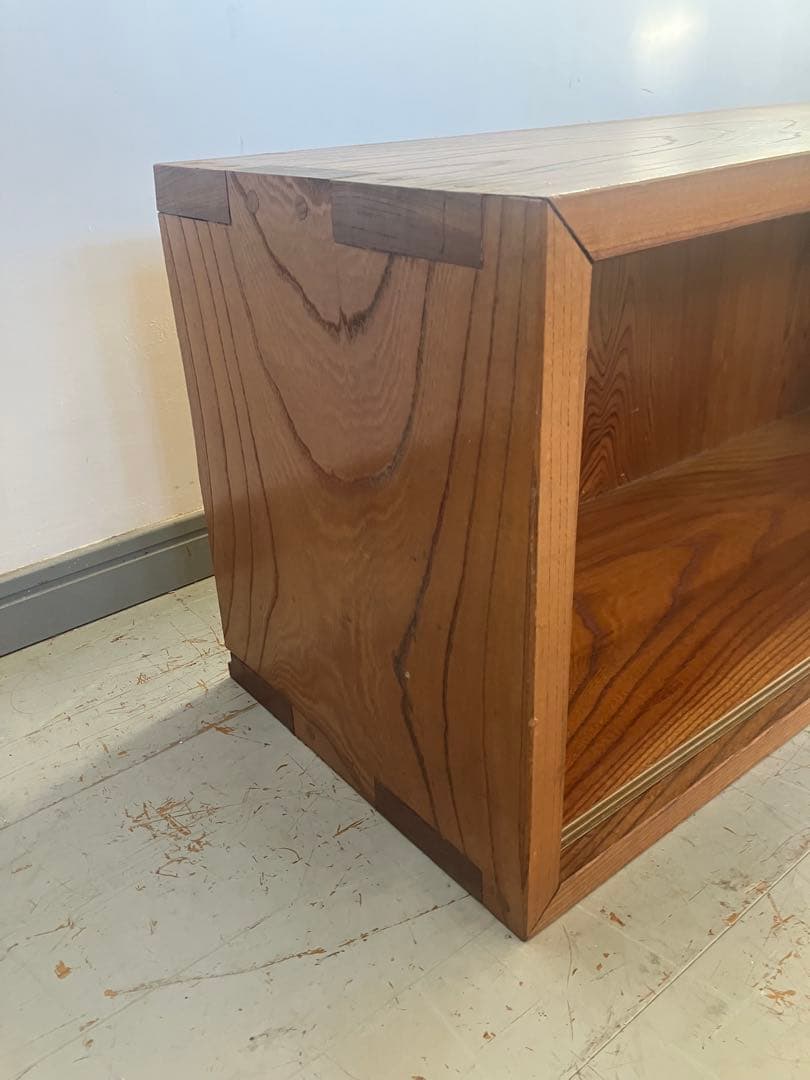 ジャパンヴィンテージ　ガラス棚　無垢材　古道具