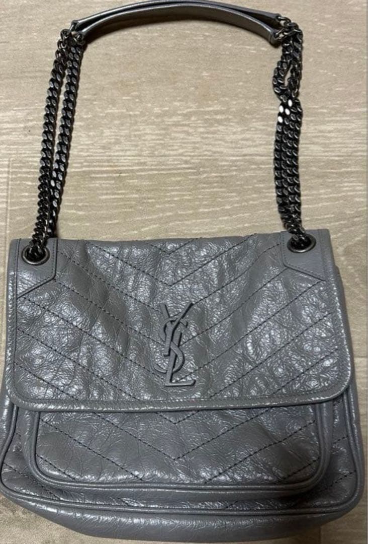 S*h様 サンローランニキ　ミディアム　スライドチェーンバッググレー