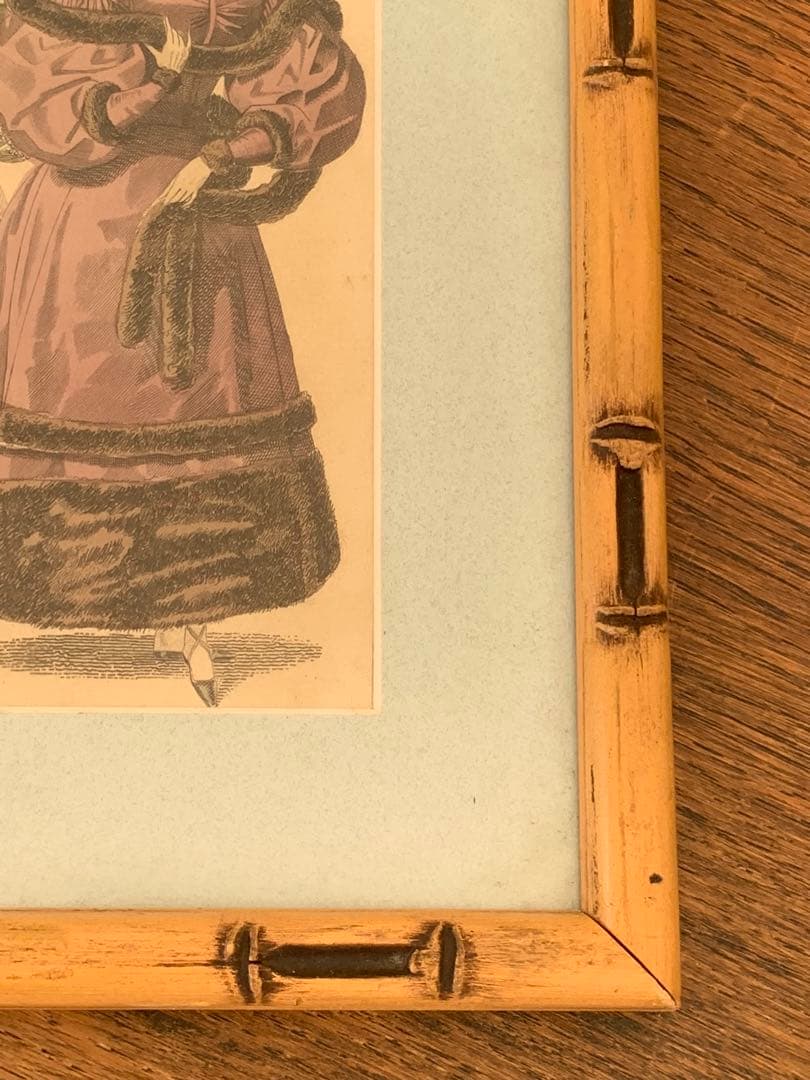 フランス　蚤の市　バンブー　額　ブロカント