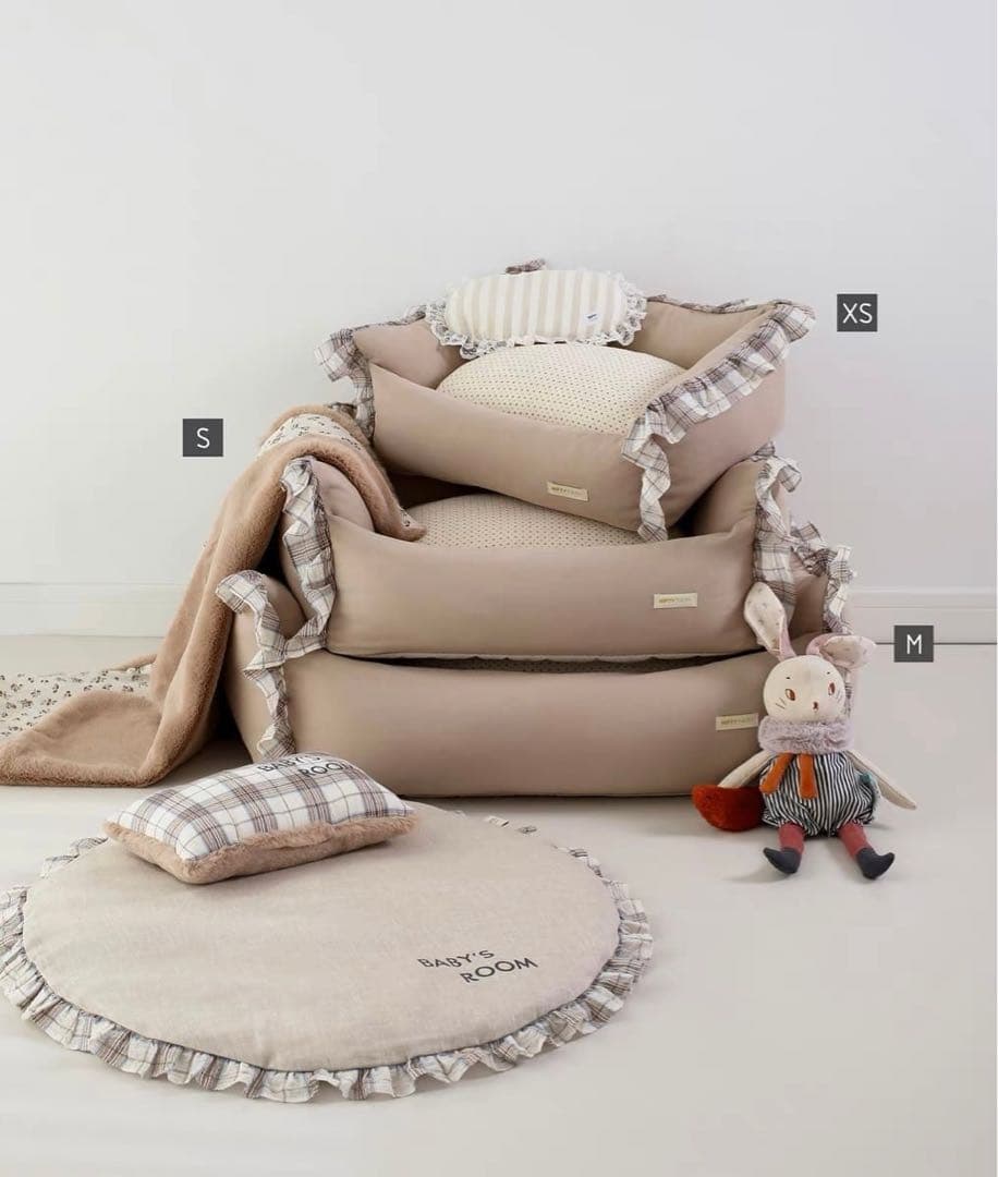 ペットベッド ベッド 犬 猫 クッション 犬用品 寝具 チェック フリル 韓国