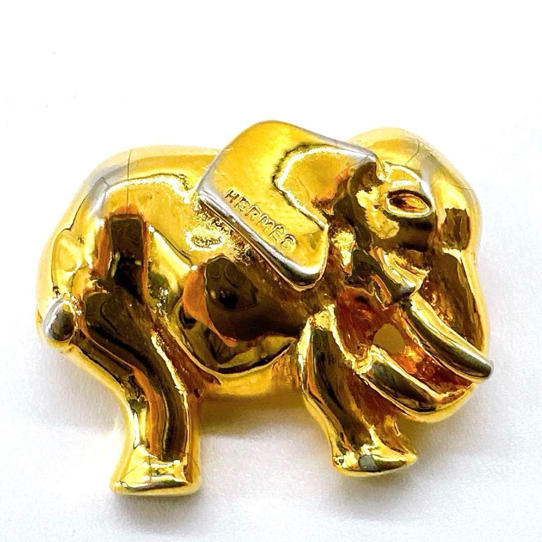 【エルメス】ブローチ　象　アニマル　ゴールド　ピンバッジ　ブランド　アクセサリー