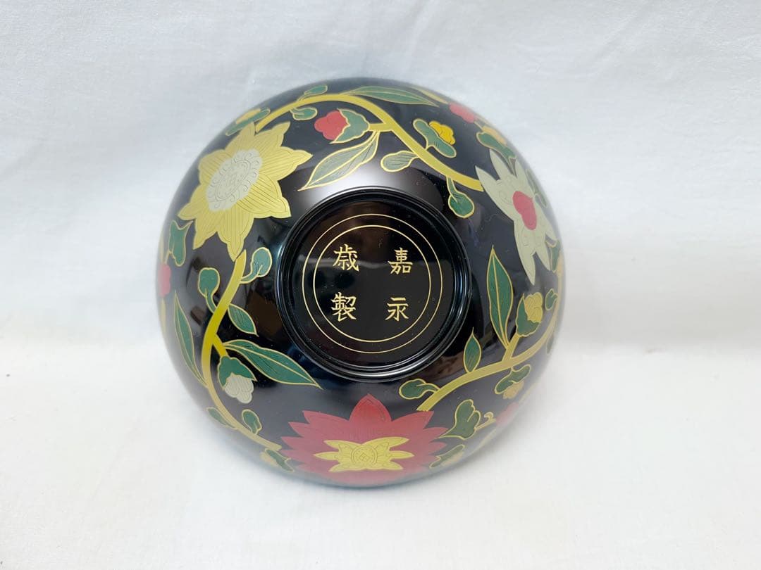 未使用 茶道具 平安象彦 長寛写 牡丹唐草 砂金袋形 喰籠菓子器 木製 共箱