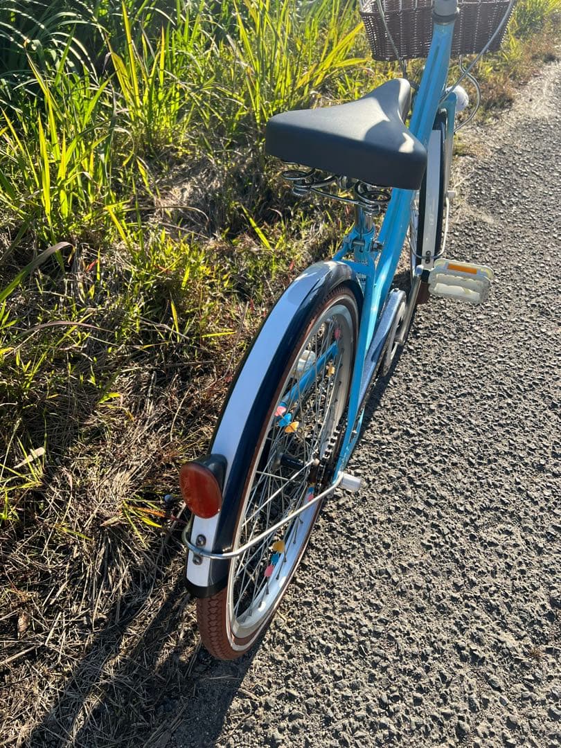 名古屋市内お届け無料22インチジュニアサイクル青い子供用自転車 バスケット付き