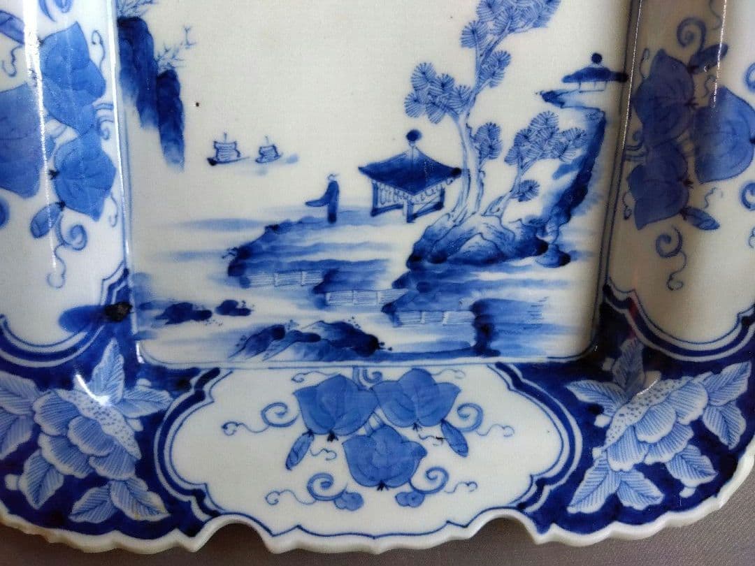 骨董　染付　角皿