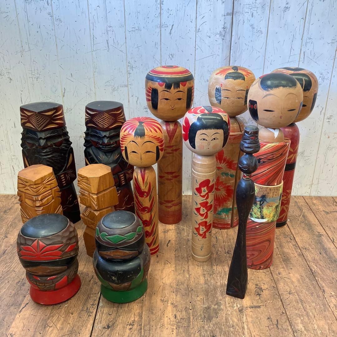 昭和レトロ こけし 小芥子 ニポポ 13体セット セット売り まとめ売り 木彫り