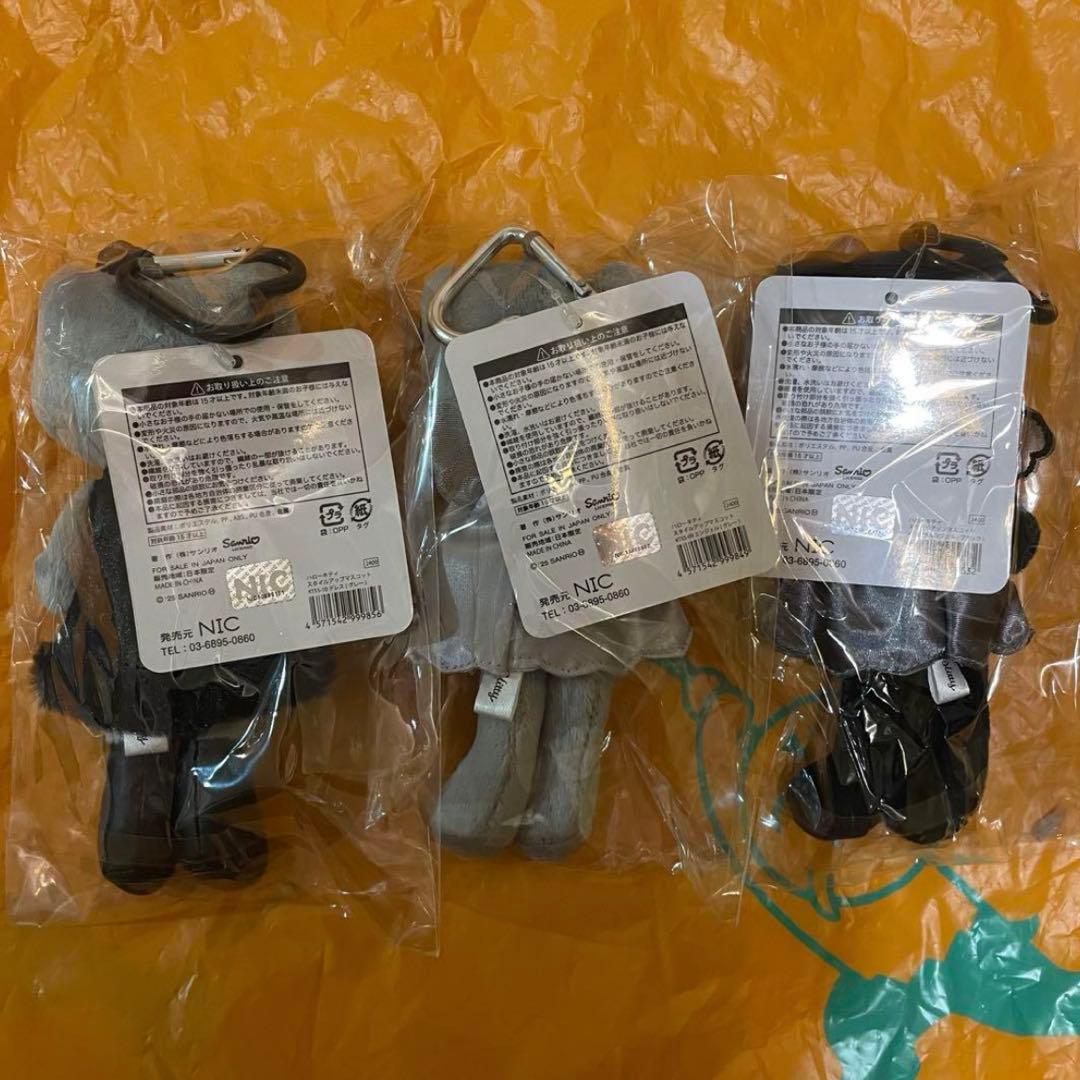 ハローキティ　スタイルアップ マスコットキーブラック エンジェル　足長 3点