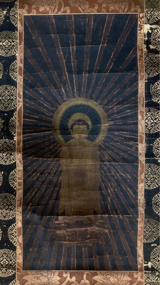 【初出し】仏画「阿弥陀如来立像」肉筆絹本 仏教美術 掛軸