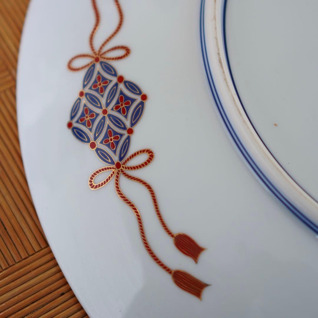 SNT555 有田焼 静山作 金彩鶴絵柄 大皿 直径約45cm 特大 色絵皿