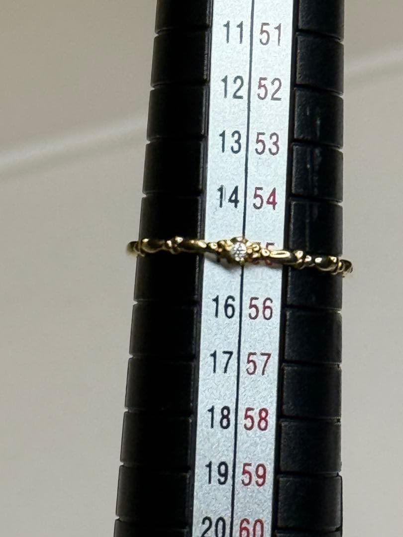 K18YG ダイヤ華奢リング　15号