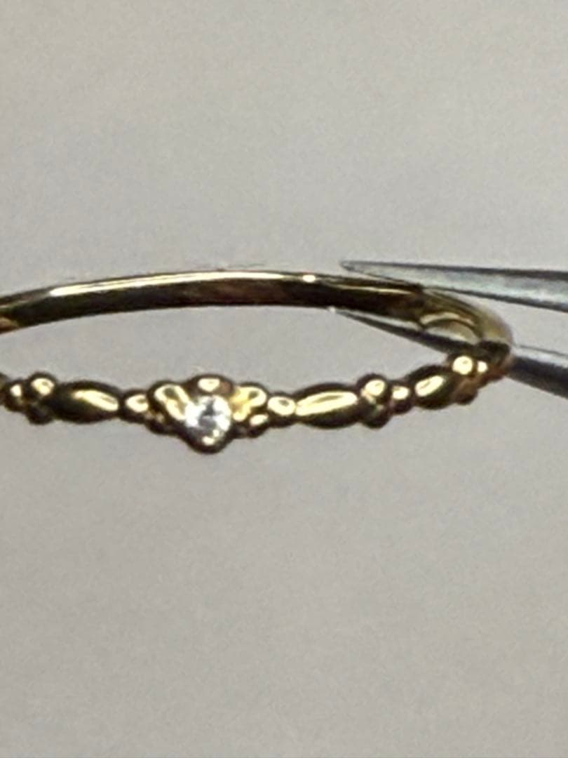 K18YG ダイヤ華奢リング　15号