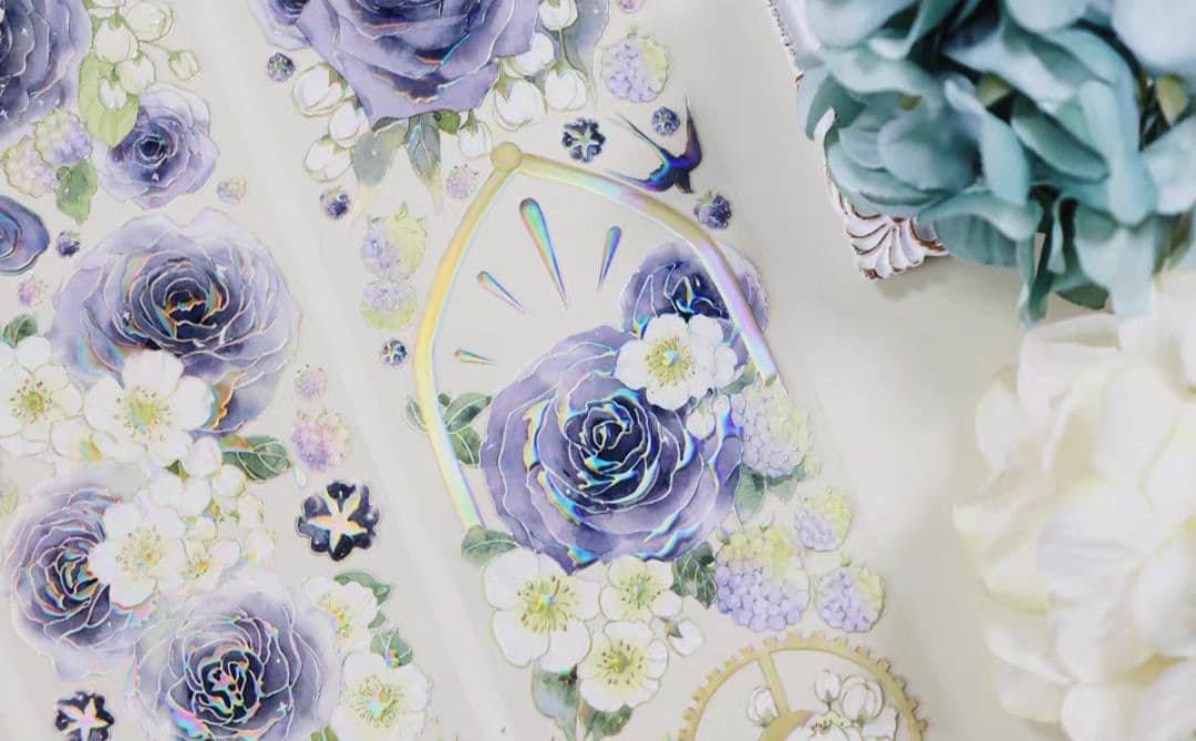 巻売 572★ 海外 マスキングテープ マステ PET 装飾 花 炫彩