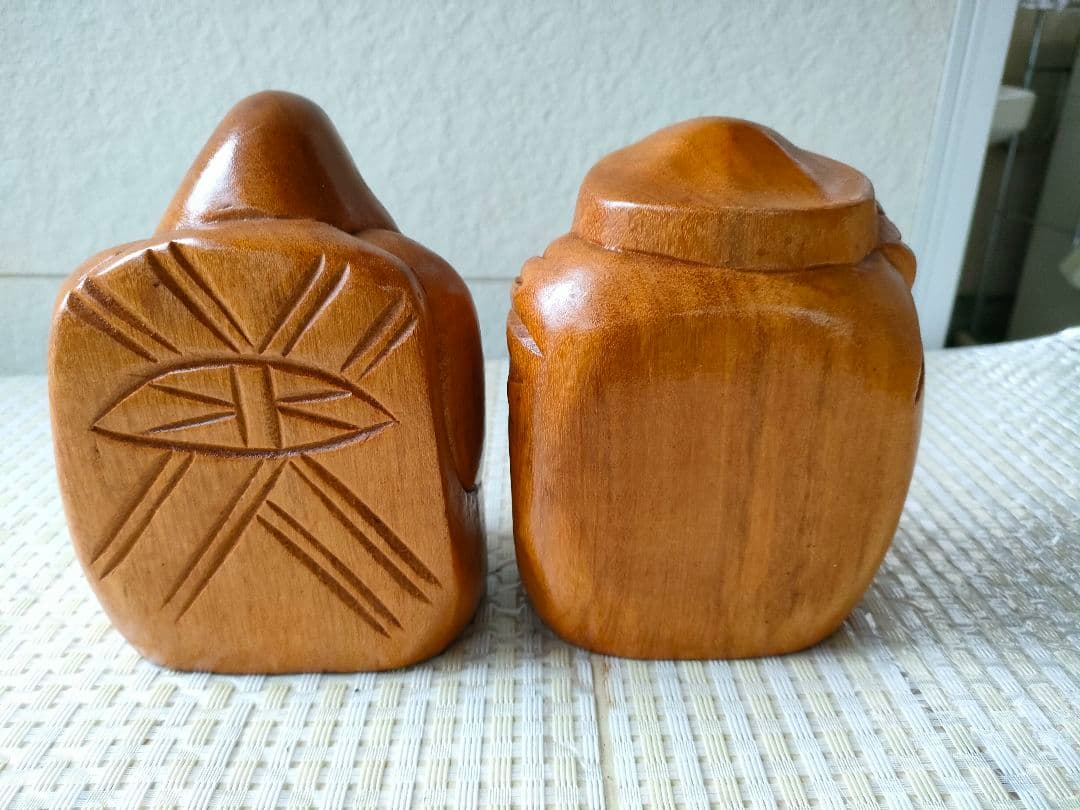 ●【希少・一対】木彫り 縁起人形 大黒天 恵比寿様 夫婦像 民芸 開運 商売繁盛