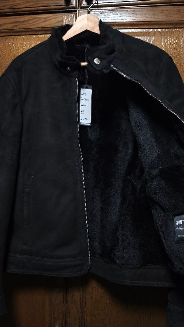 新品　EMMETI JURI ユリ ムートンジャケット　ブラック　サイズ50
