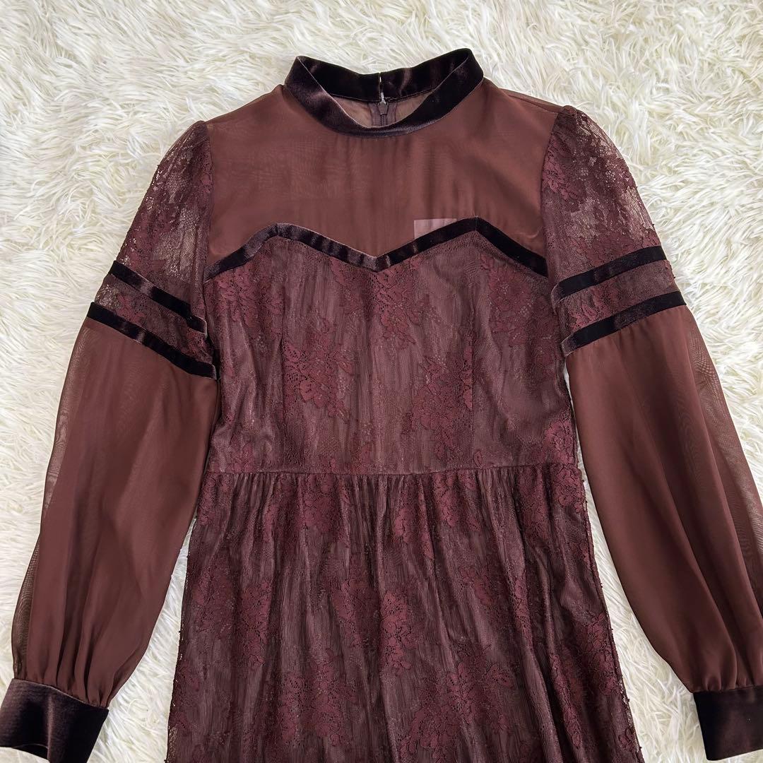 【AMERI】SHEER LACE DRESS シアーレースドレス オケージョン