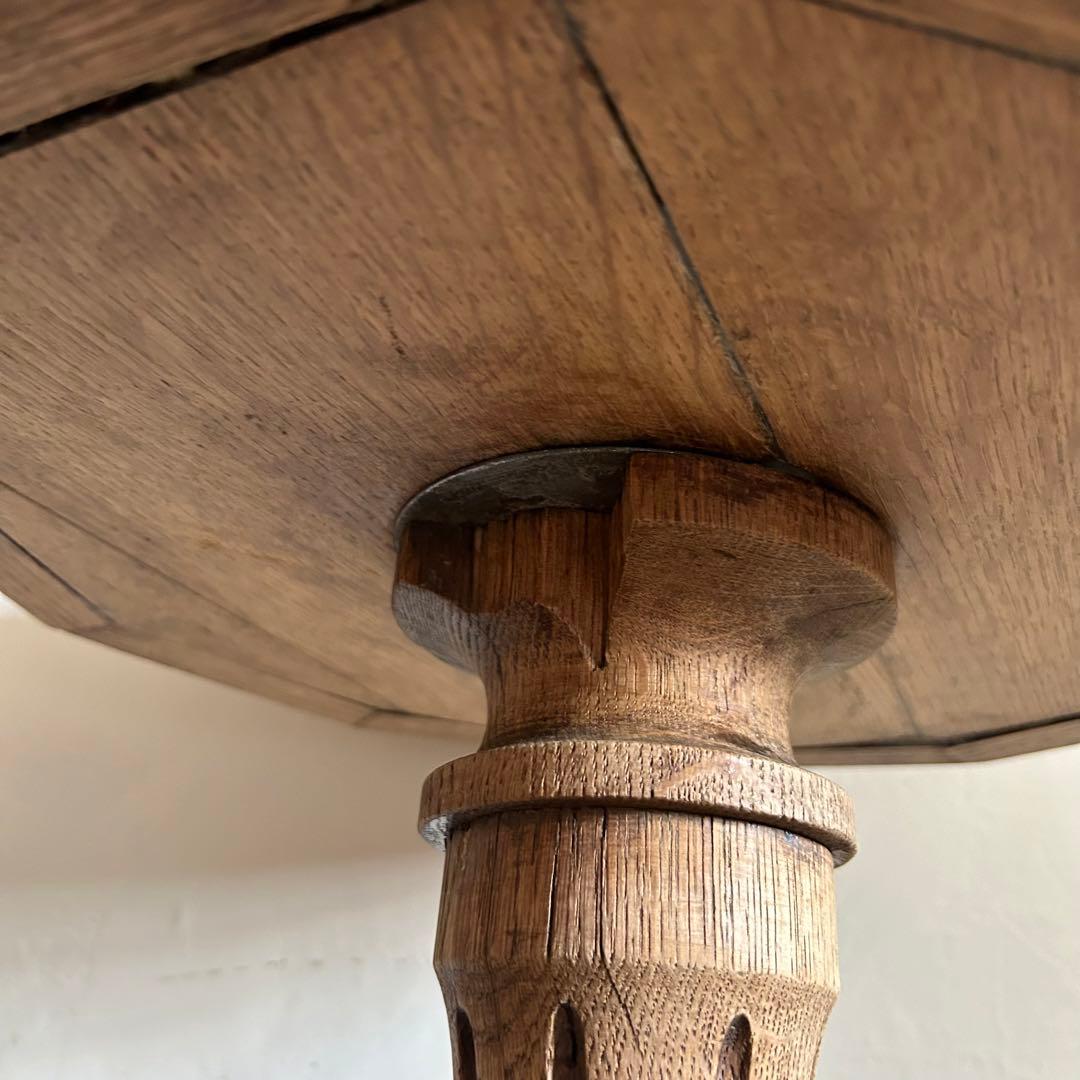 フランスアンティーク 剥離 木製バードバス 花台 スタンド 回転式　回転台