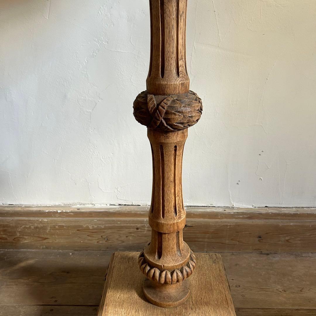 フランスアンティーク 剥離 木製バードバス 花台 スタンド 回転式　回転台