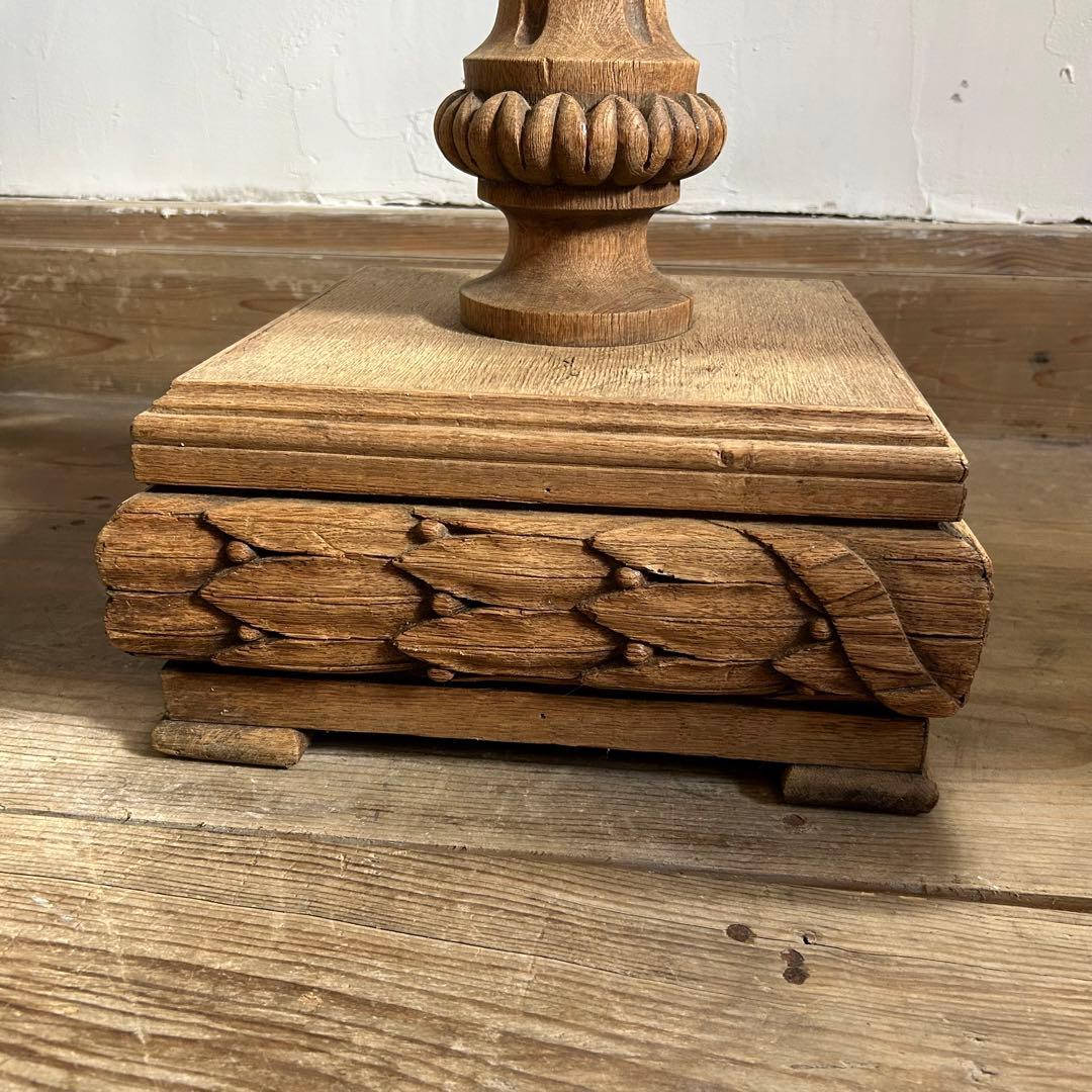 フランスアンティーク 剥離 木製バードバス 花台 スタンド 回転式　回転台