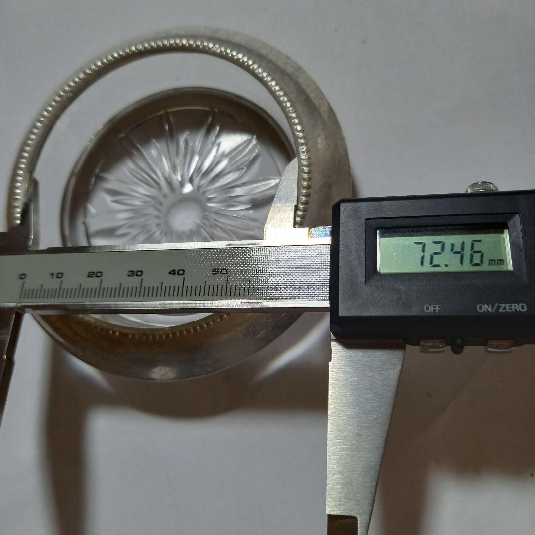 クリスタルガラス製工芸品 直径97.54mm　スターリングシルバー