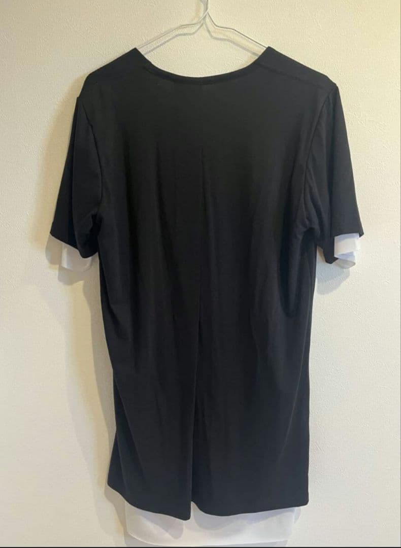 桜井着用 キリュウキリュウ Vネックレイヤードカットソーシャツ M 白黒