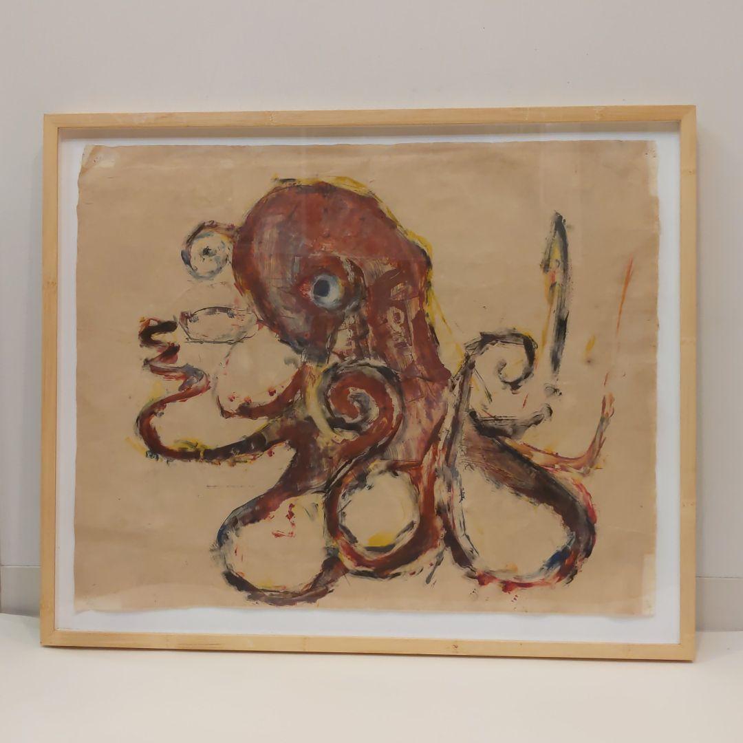 蛸のペインティング　額装　縁起物