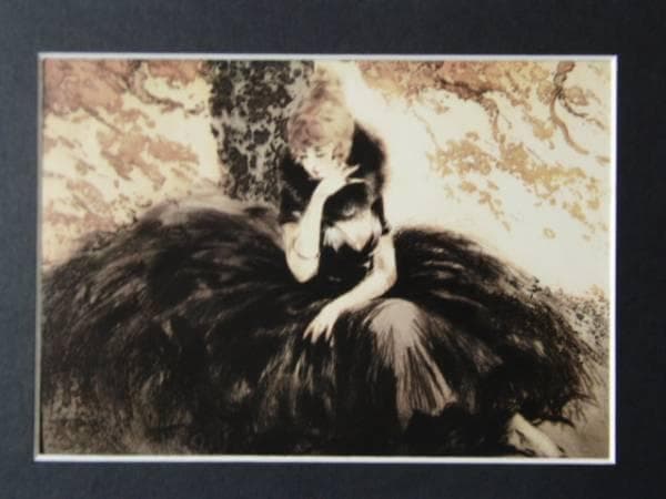 ルイ・イカール限定版・アールデコ/秋冷え、希少な額装用画集より、新品高級額装付