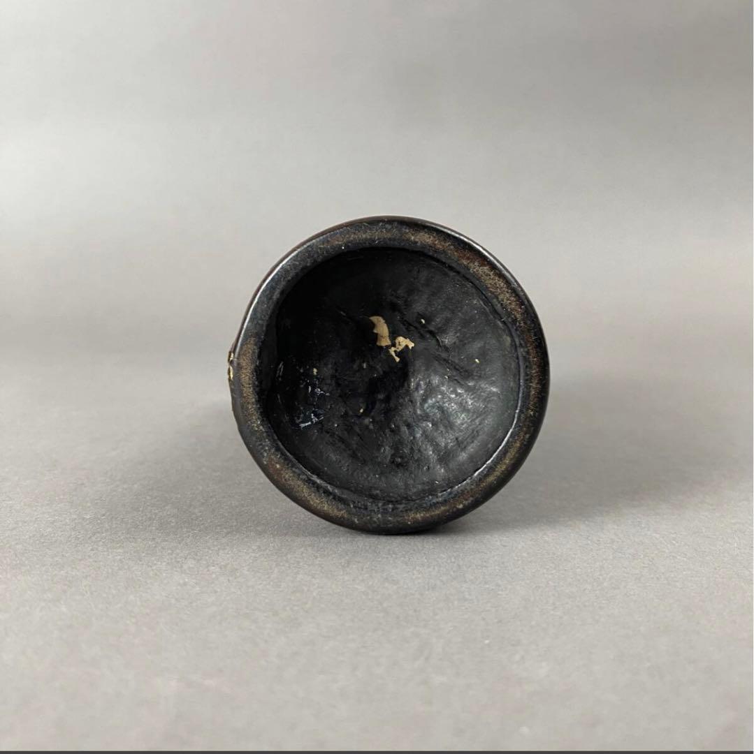 清~民国 黒漆金彩山水紋筆筒 X-85