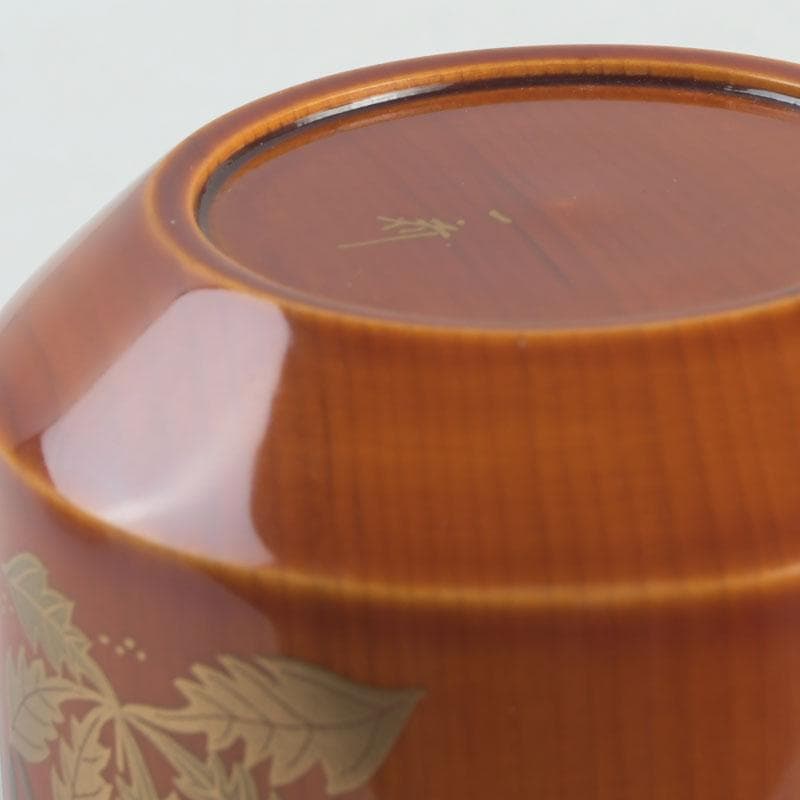 茶道具　蒔絵師　西條一斎作　春慶塗　春草蒔絵　棗　共箱　V　9301