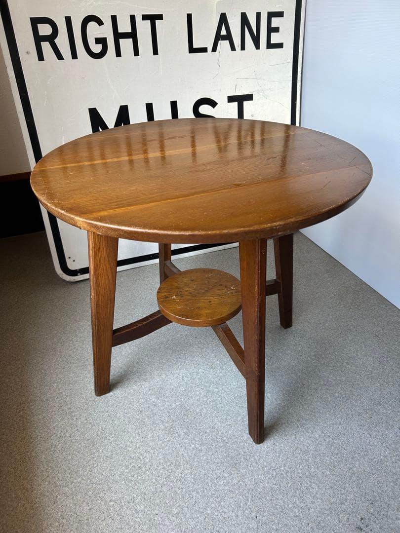 アンティーク　木製コーヒーテーブル　円形　古道具　ヴィンテージ　ラウンドテーブル