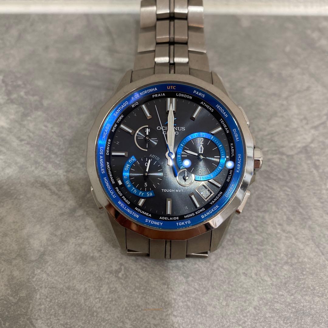 オシアナス クロノグラフ 腕時計 ブラック/ブルー　OCW-S2400