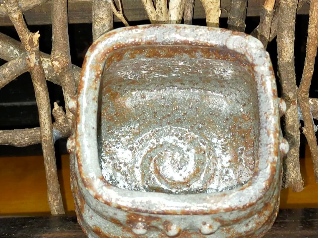 ♥長谷川青峯　火入　鼠志野　共箱付き　志野　湯飲み　湯呑み　骨董　古玩