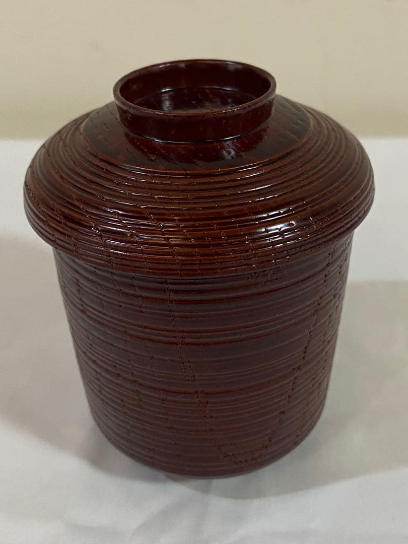 茶道具　箸洗い　溜塗小吸物椀　内青海波紋　10客入り