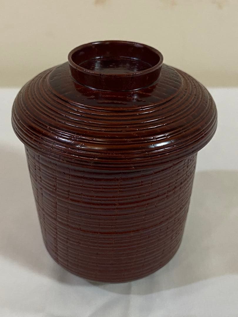 茶道具　箸洗い　溜塗小吸物椀　内青海波紋　10客入り