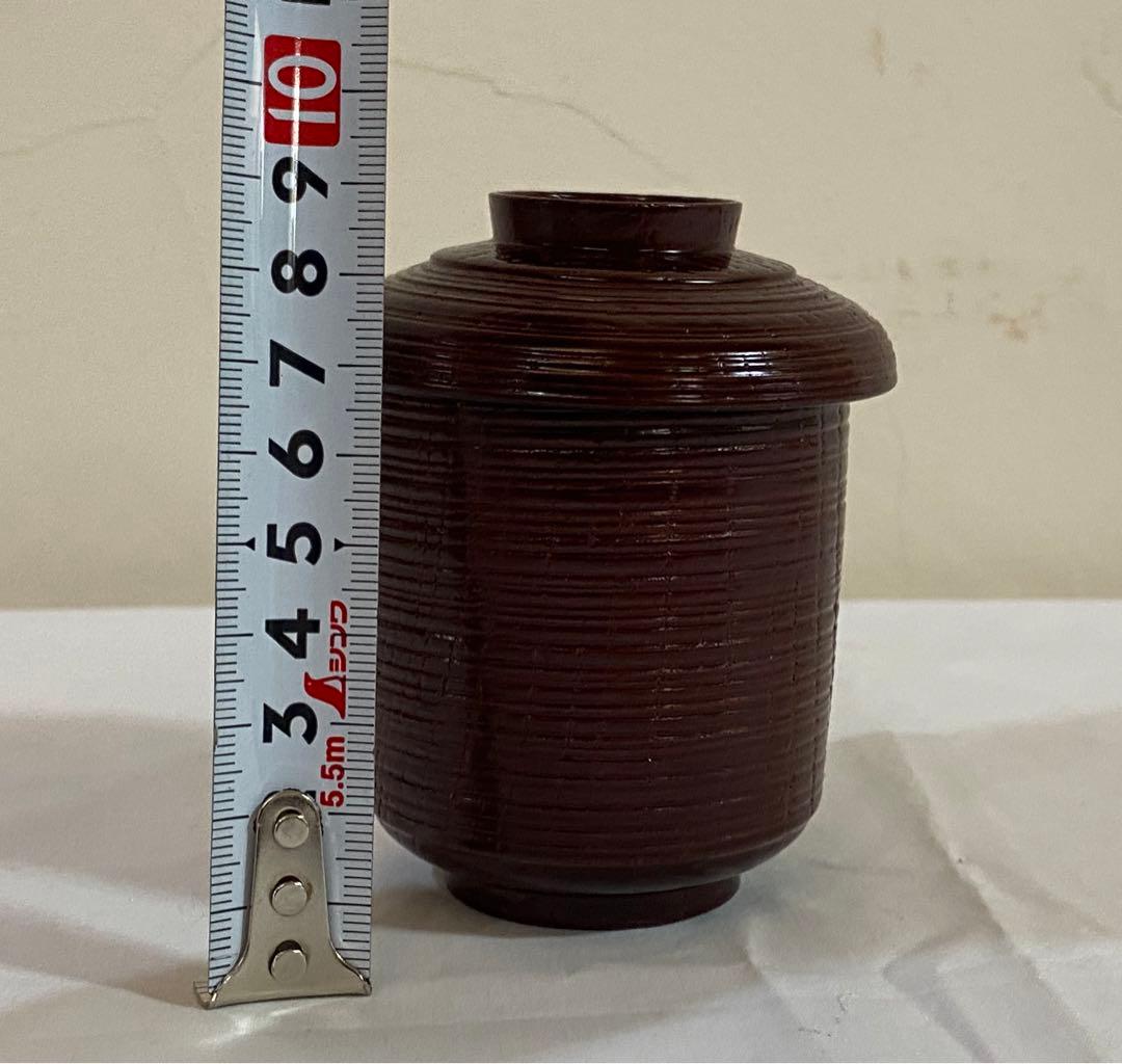 茶道具　箸洗い　溜塗小吸物椀　内青海波紋　10客入り