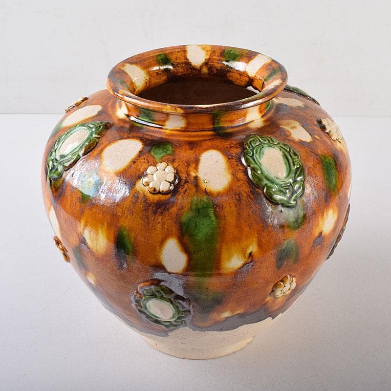 中国　唐三彩　丸壺　C　R8655H