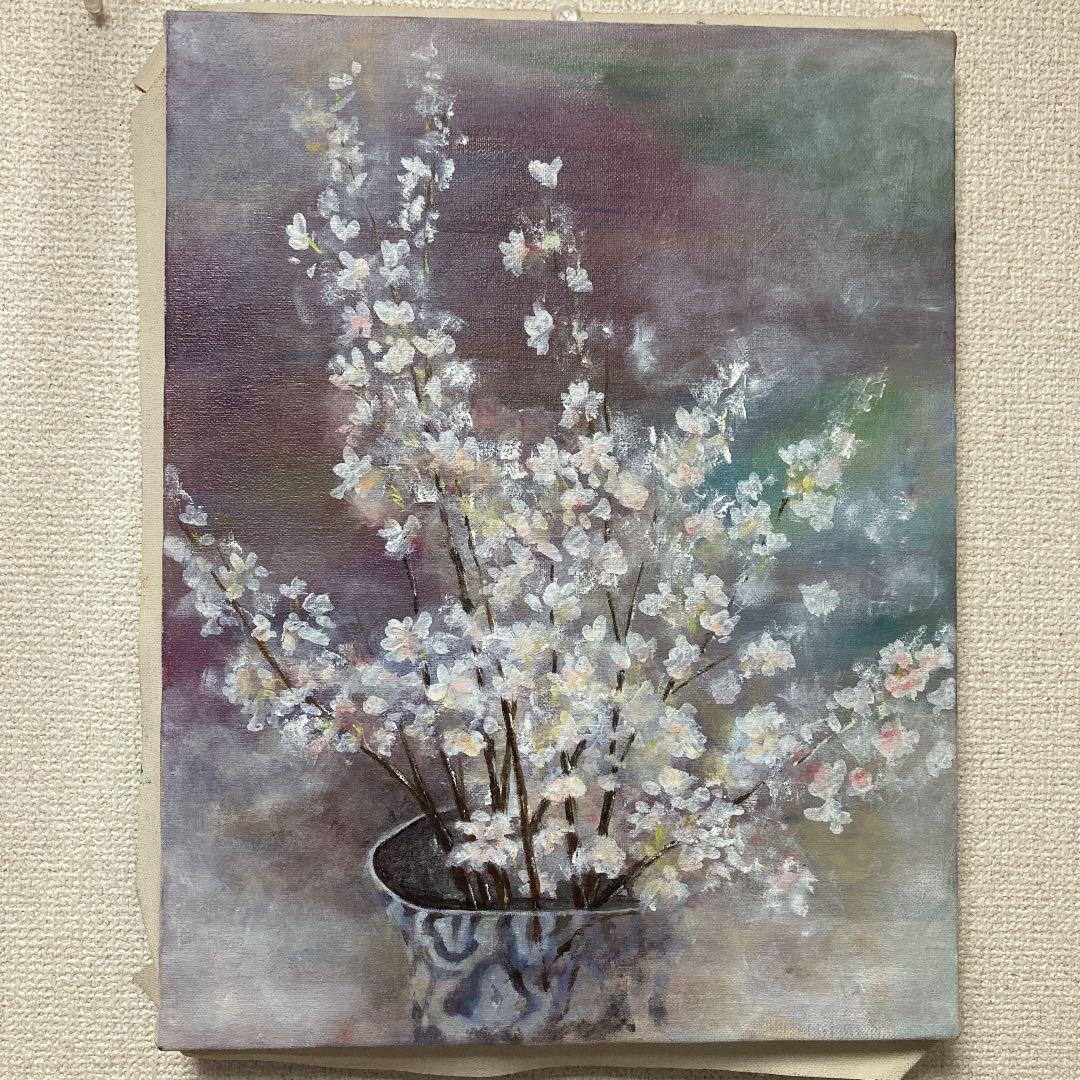 油絵　風景画　原画　桜　F6