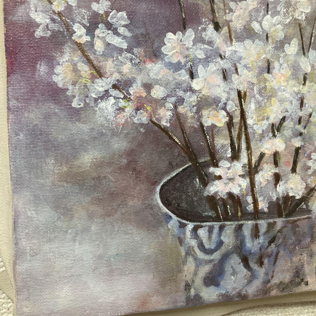 油絵　風景画　原画　桜　F6