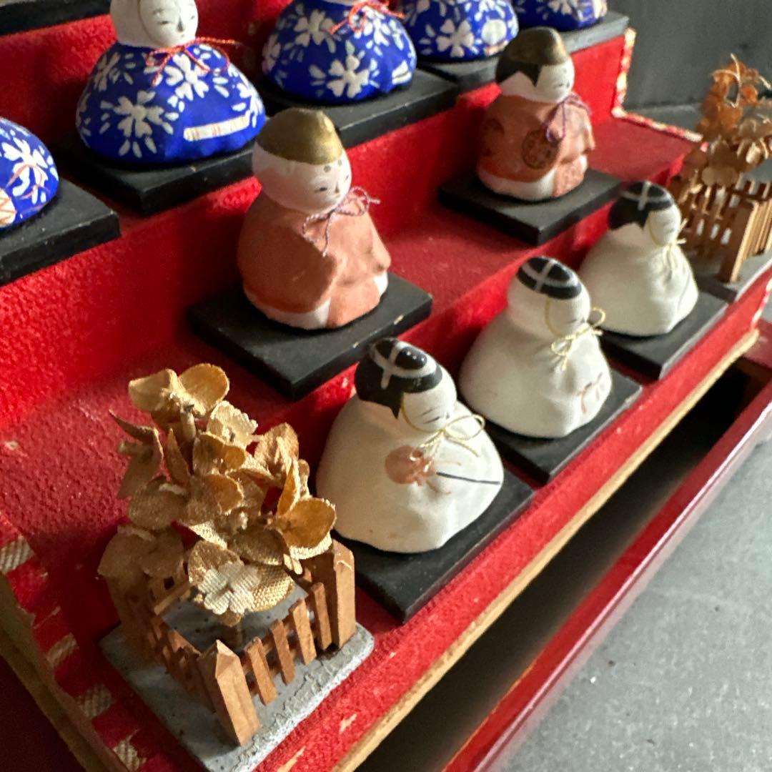 瞬間的お値下げ‼️アンティークミニ雛人形　希少品！雛壇飾り土人形　可愛い