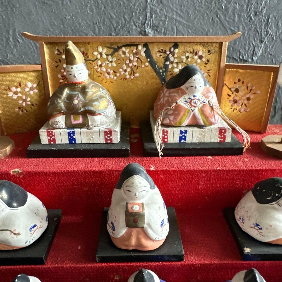 瞬間的お値下げ‼️アンティークミニ雛人形　希少品！雛壇飾り土人形　可愛い