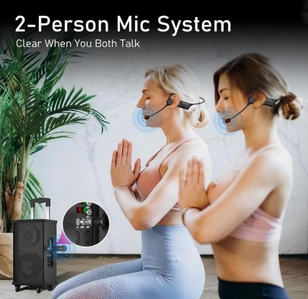 ワイヤレスマイク 2人用 2.4Gヘッドセット IP67防水