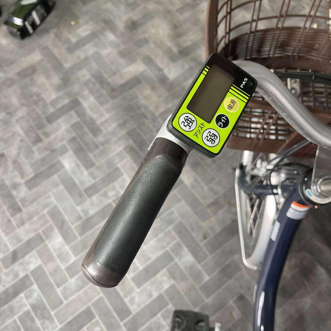 電動アシスト自転車 ネイビー 前カゴ付き
