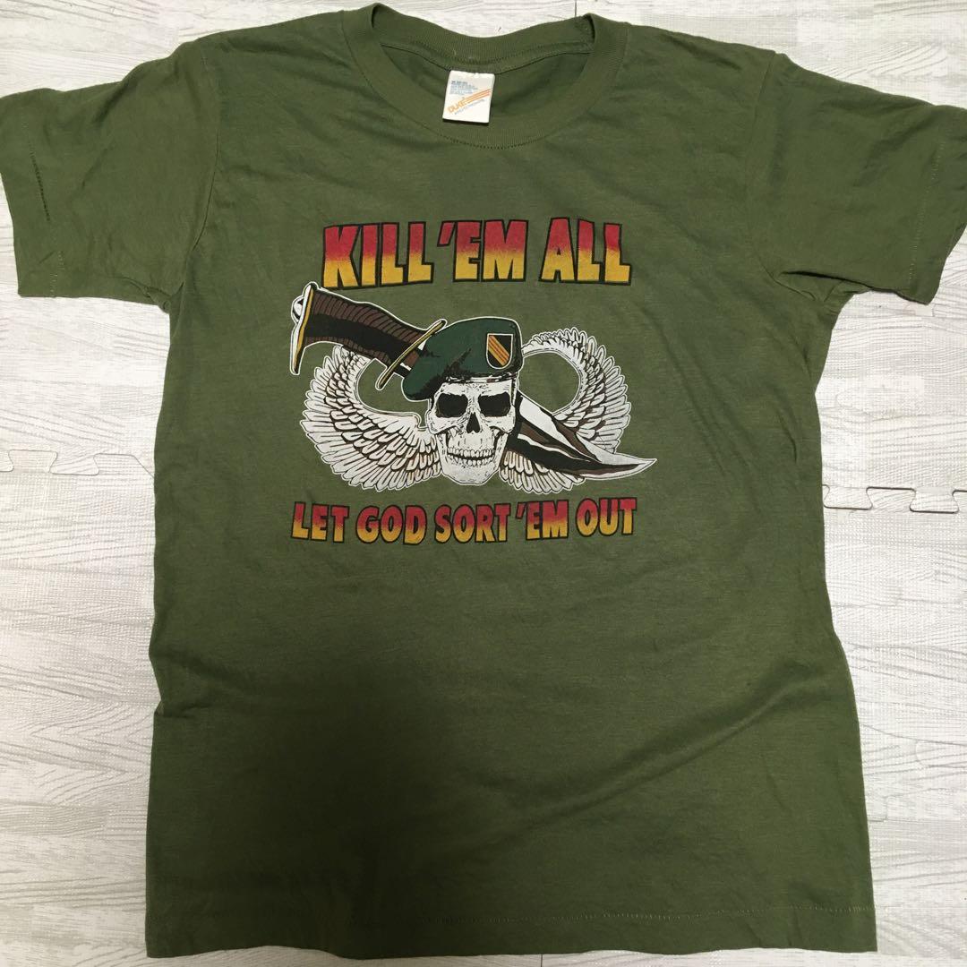 80'sミリタリースカルデザインTシャツ Mサイズ