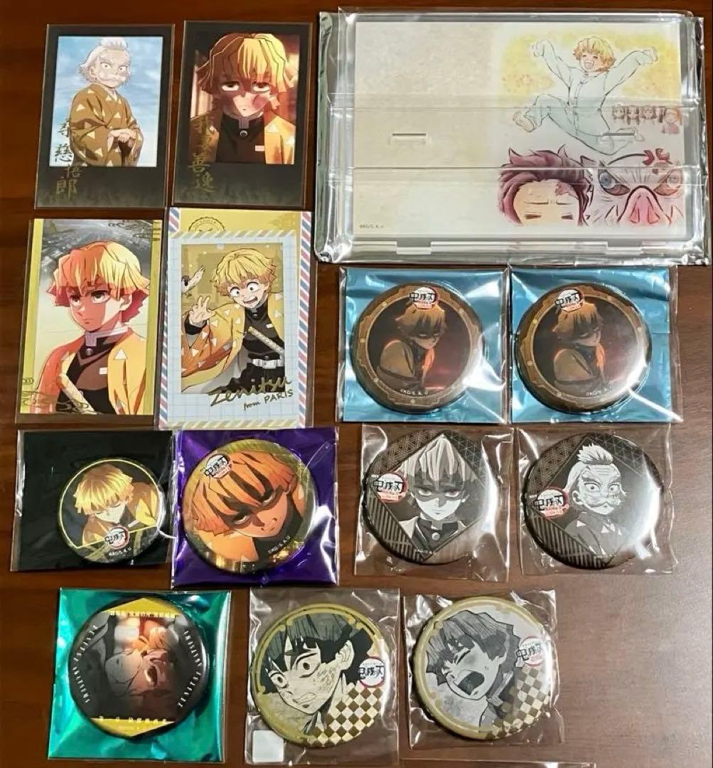 鬼滅の刃 ダイニング 我妻善逸 缶バッジ カード アクリルメモ セット
