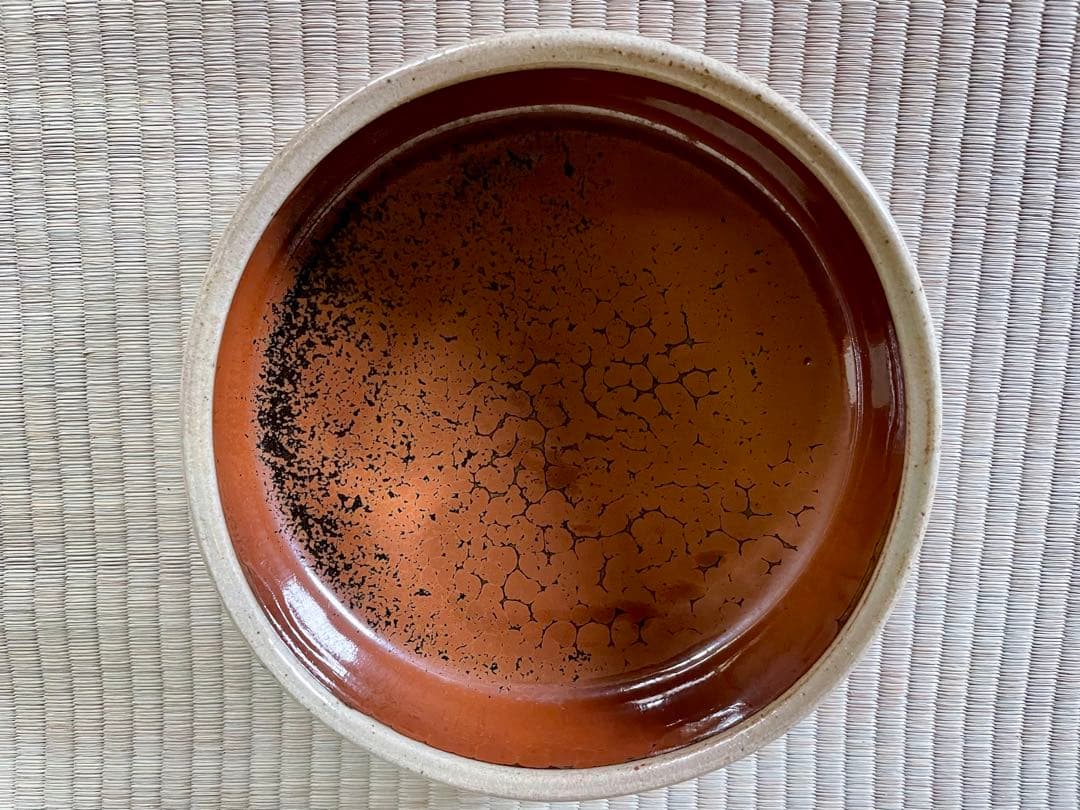 濱田晋作　柿釉抜絵鉢