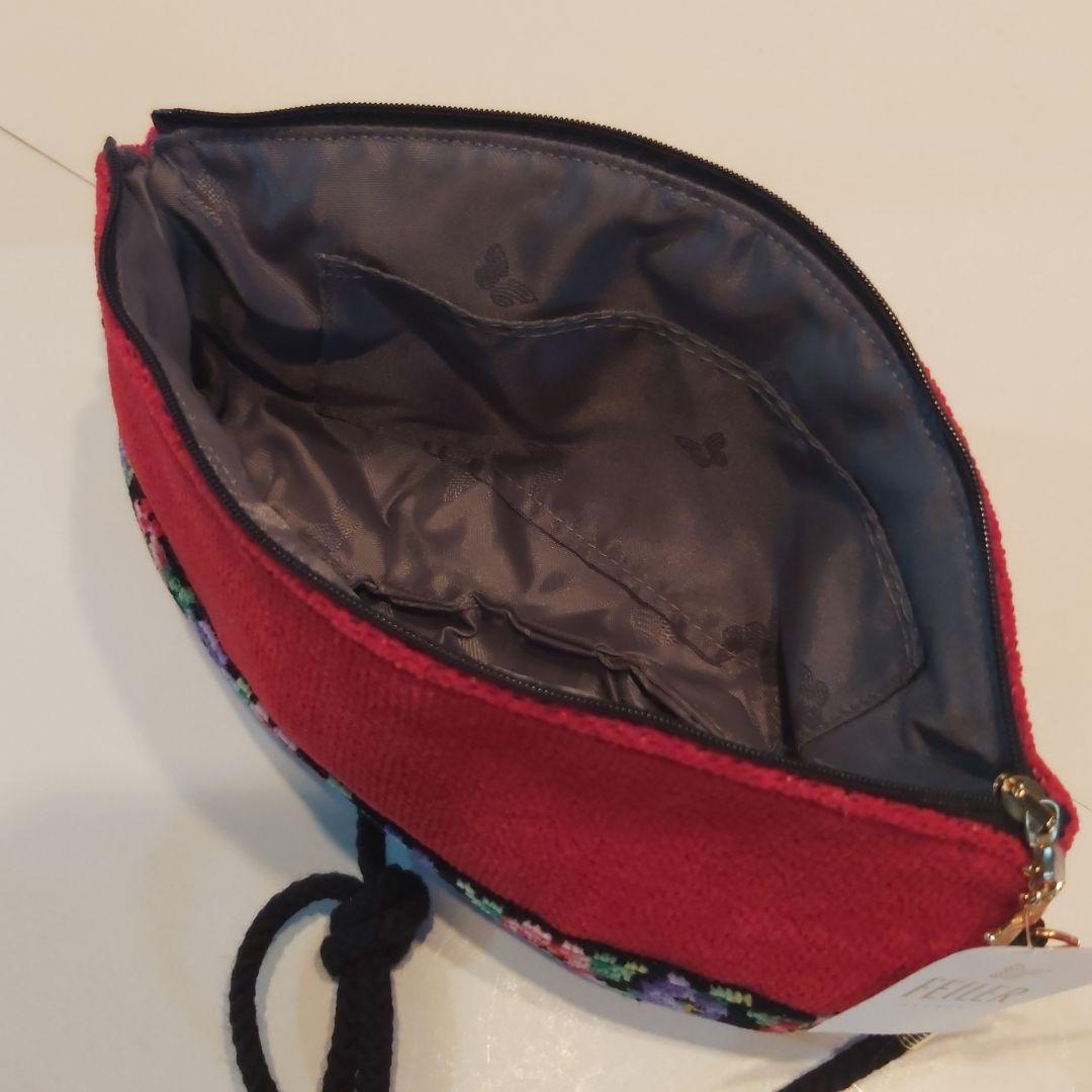 フェイラー 新品 ショルダーバッグ ポーチ 2way 赤 ショルダーストラップ付