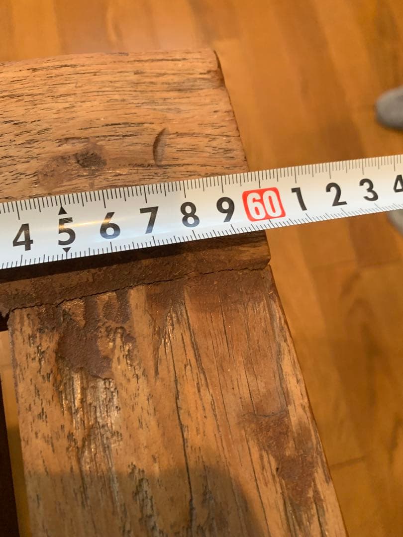 木製スラットデザインテーブル　アンティーク