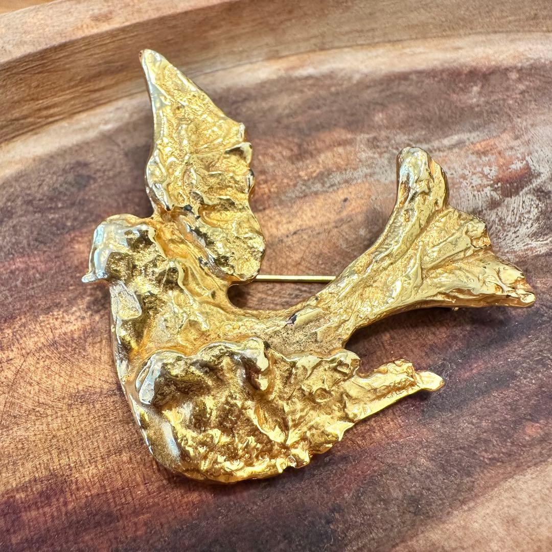 YSL イヴ・サンローラン　ゴールド 鳥　バード　ブローチ