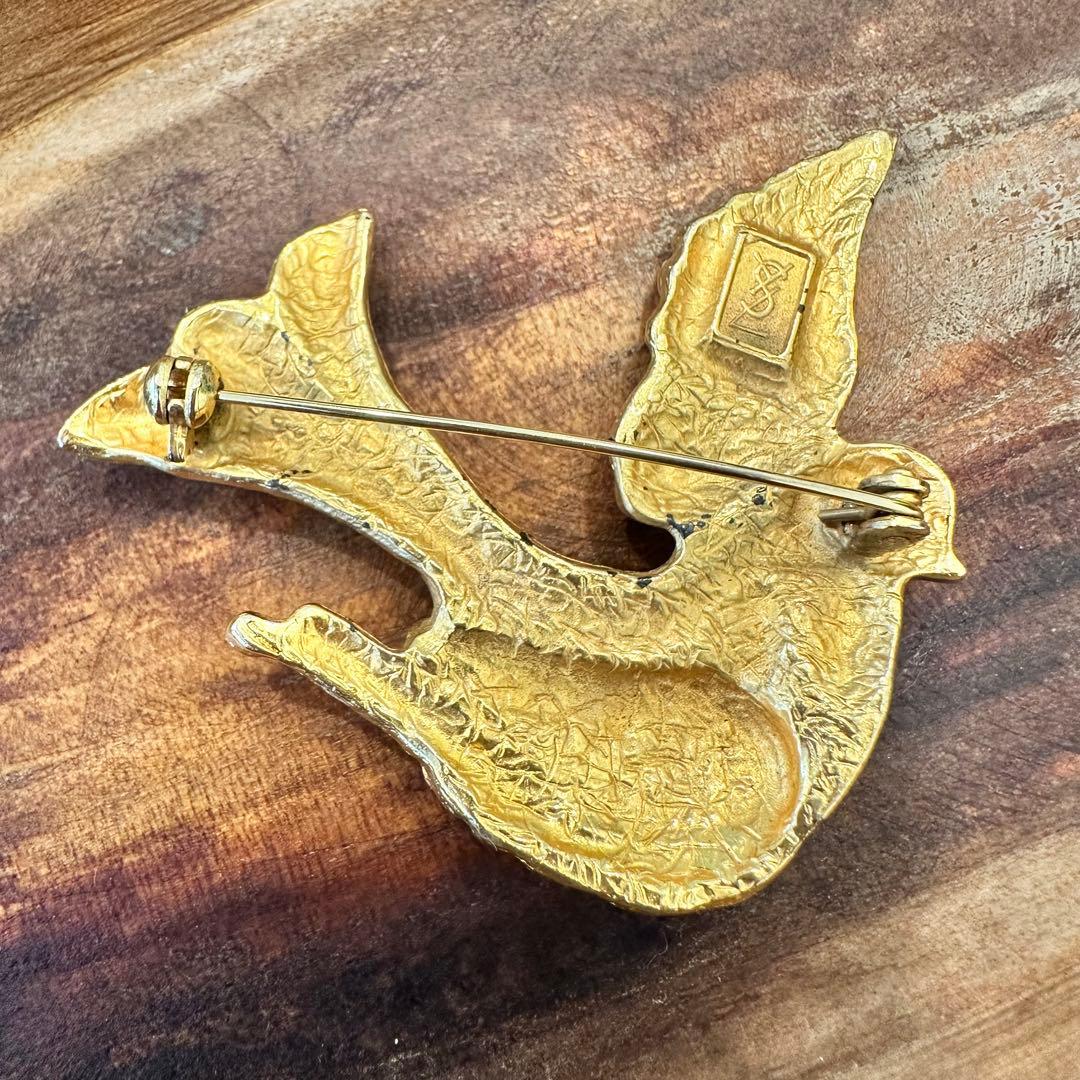 YSL イヴ・サンローラン　ゴールド 鳥　バード　ブローチ