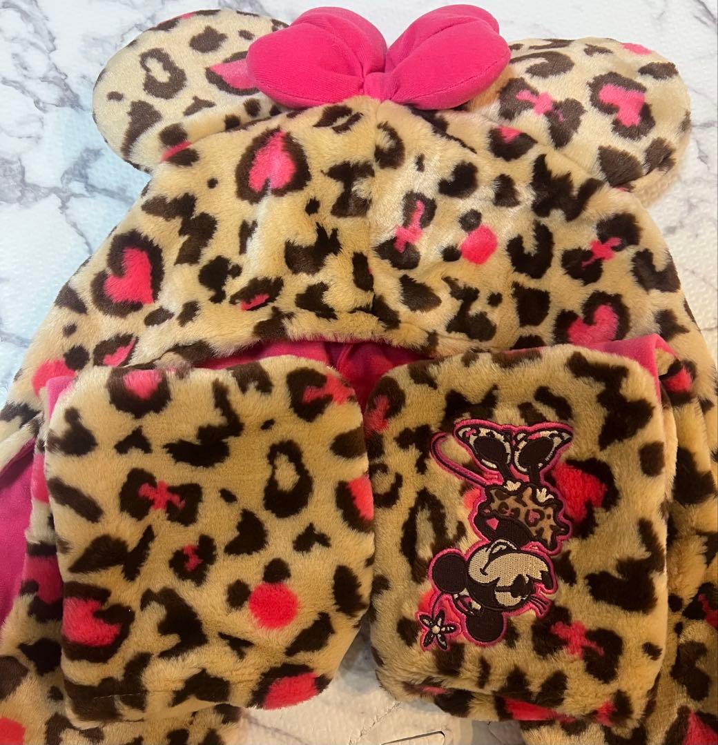 値下げ！！ミニーマウス ヒョウ柄マフラーキャップ⭐︎美品