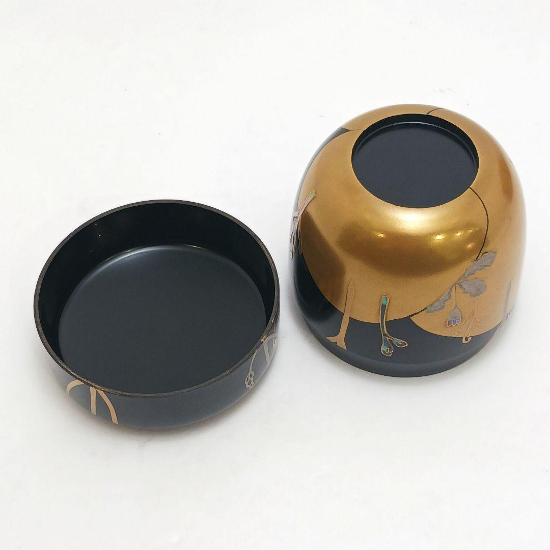 Y3031-5 茶道具 塗師 静峰作 金蒔絵 早蕨 棗 共箱　　ma　ち