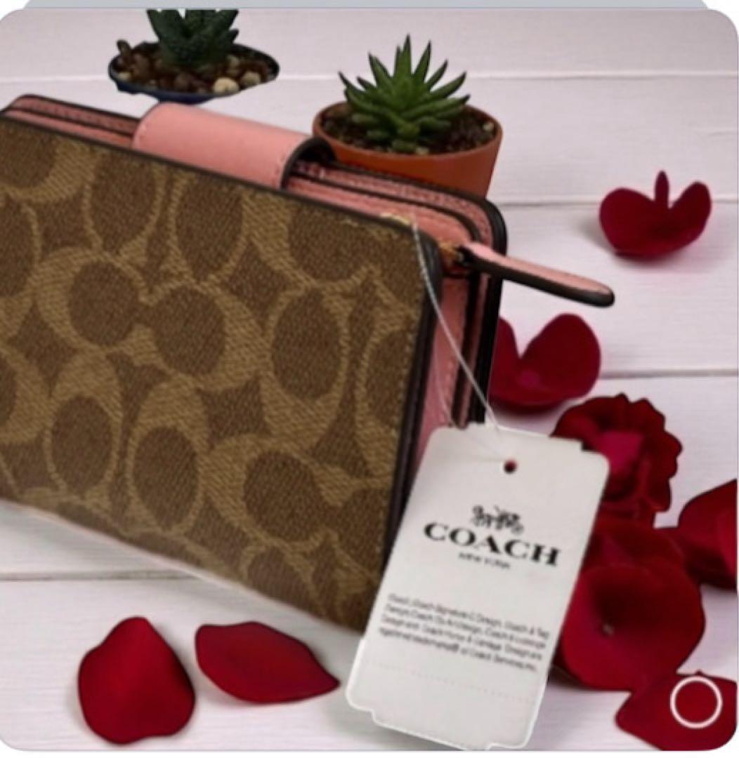 COACH 【新品】二つ折り財布 ピンク